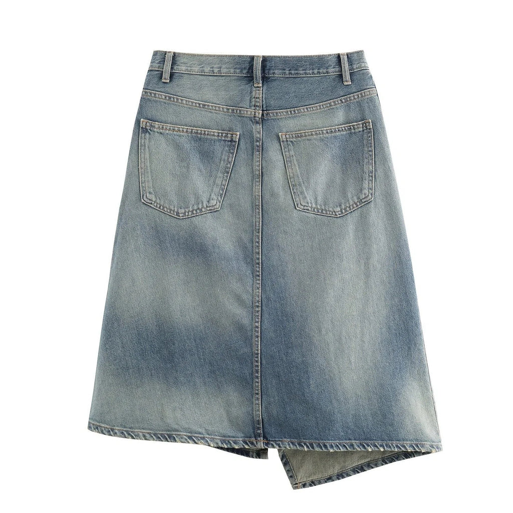 Asymmetrischer Jeansrock in Midi Länge