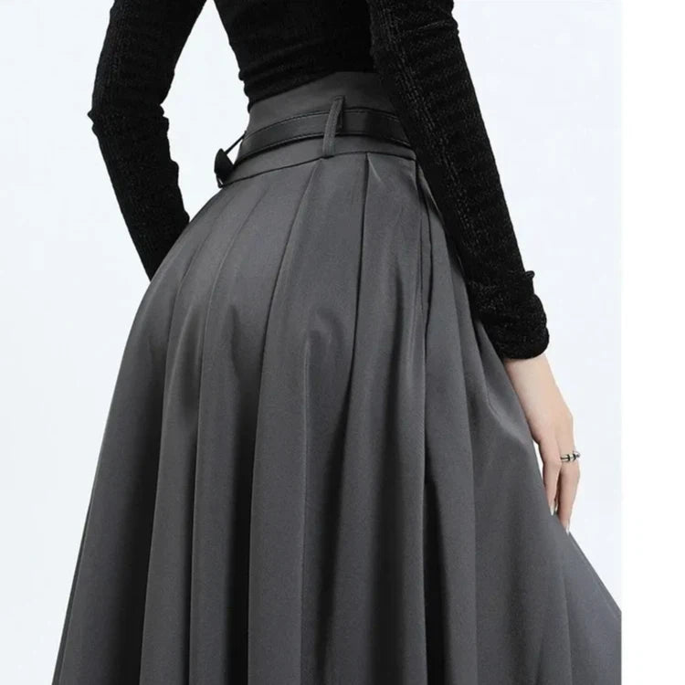 Damen Faltenrock in A Linie mit hoher Taille