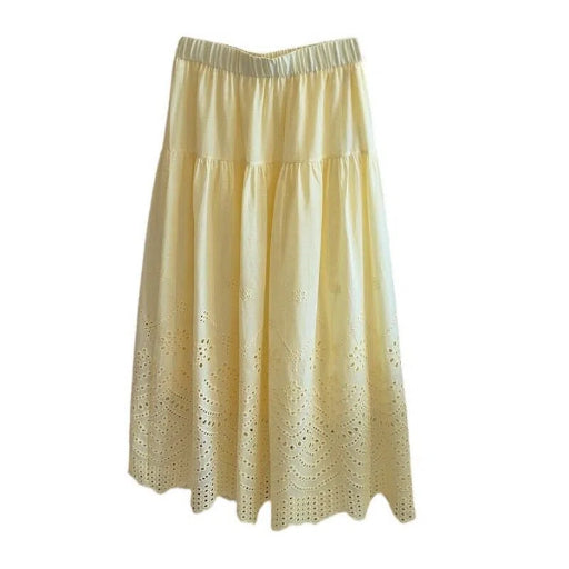 Gelb Damen Midirock in A Linie mit hoher Taille