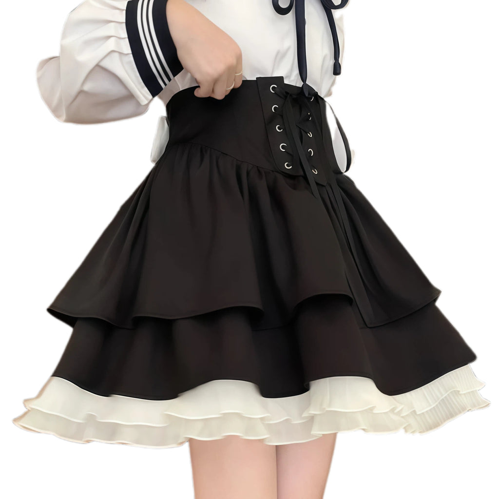 Japanischer Minirock in A Linie mit hohem Bund