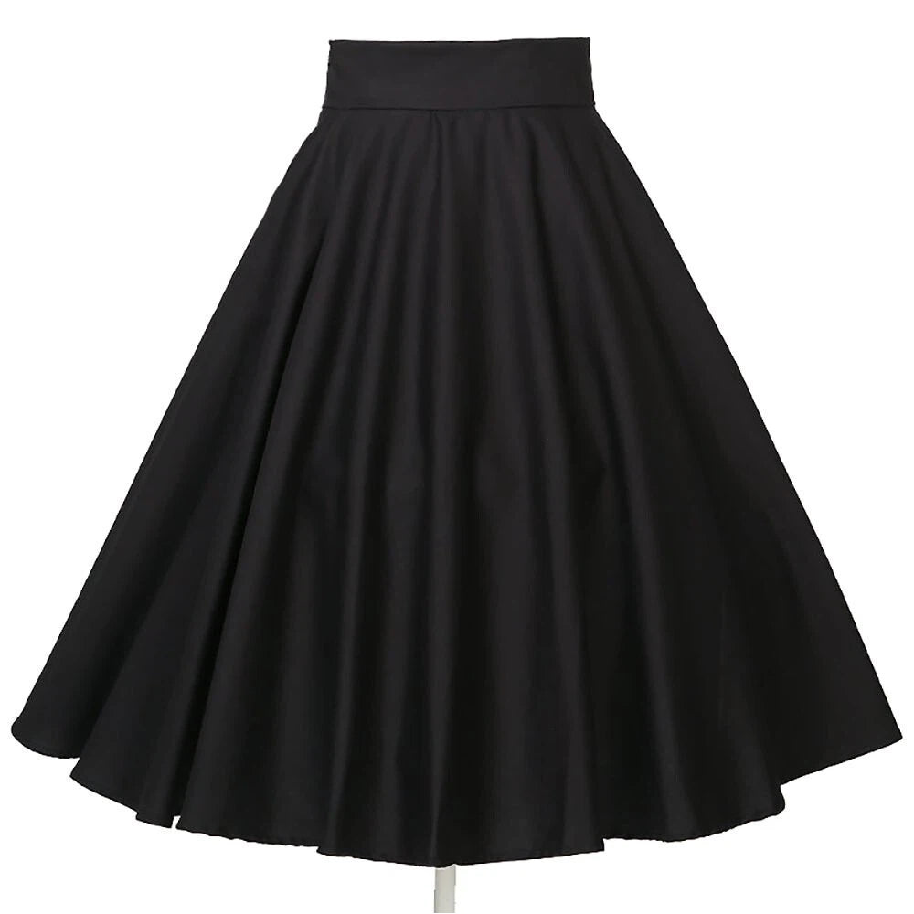 Retro Midi Glockenrock mit hoher Taille